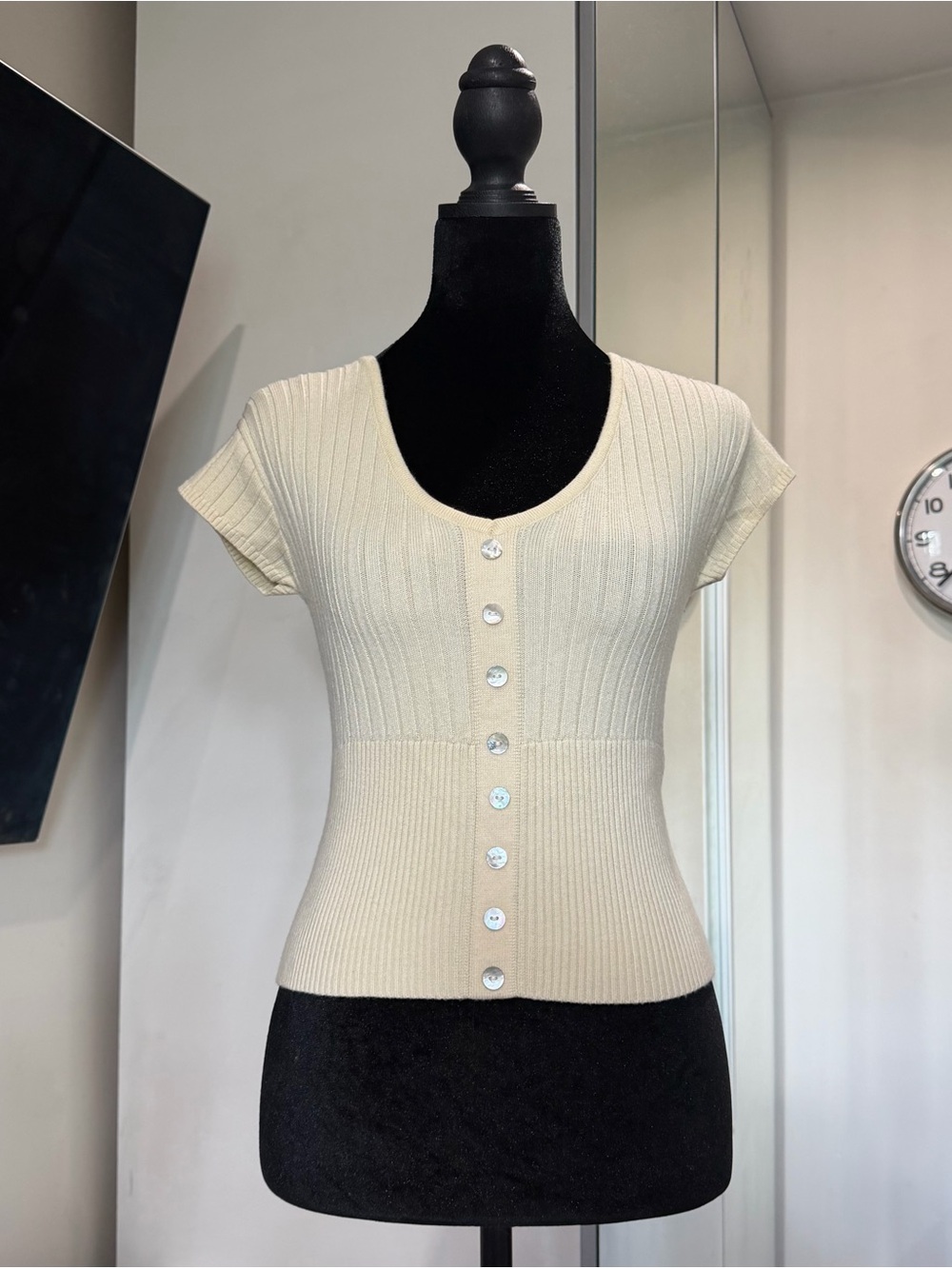 Motel Rocks Dawira Button Through Knit Top Ivory